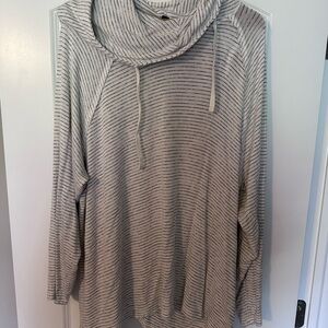 Torrid Gray Striped Cowl Neck Sweater